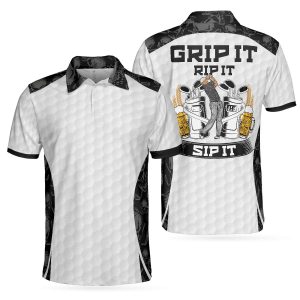 Grip It Rip It Sip It Golf White – Skull Clothing – Skull Golf Shirt